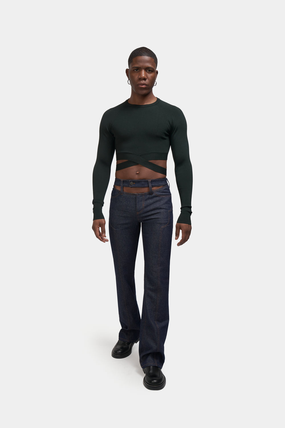 Dark Olive "X-Waist" Long Sleeve Knit
