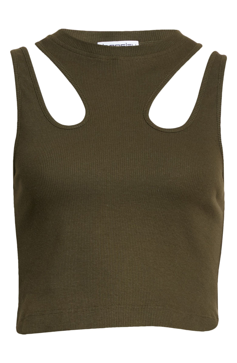 Dark Olive "R2" Ribbed Crop Tank