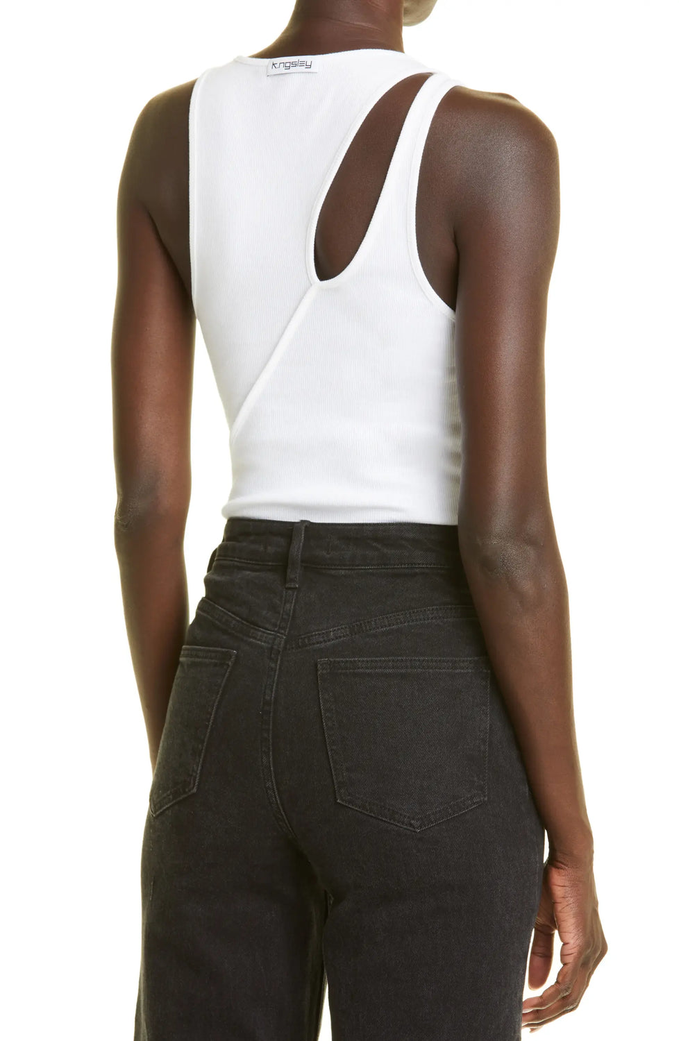 White "R3" Ribbed Tank