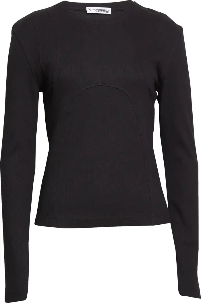 Black "Dani L/S" Waffle